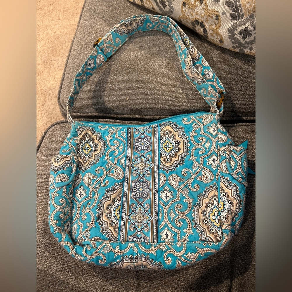 Vera Bradley Lisa B totally turquoise pattern purse - Picture 2 of 6